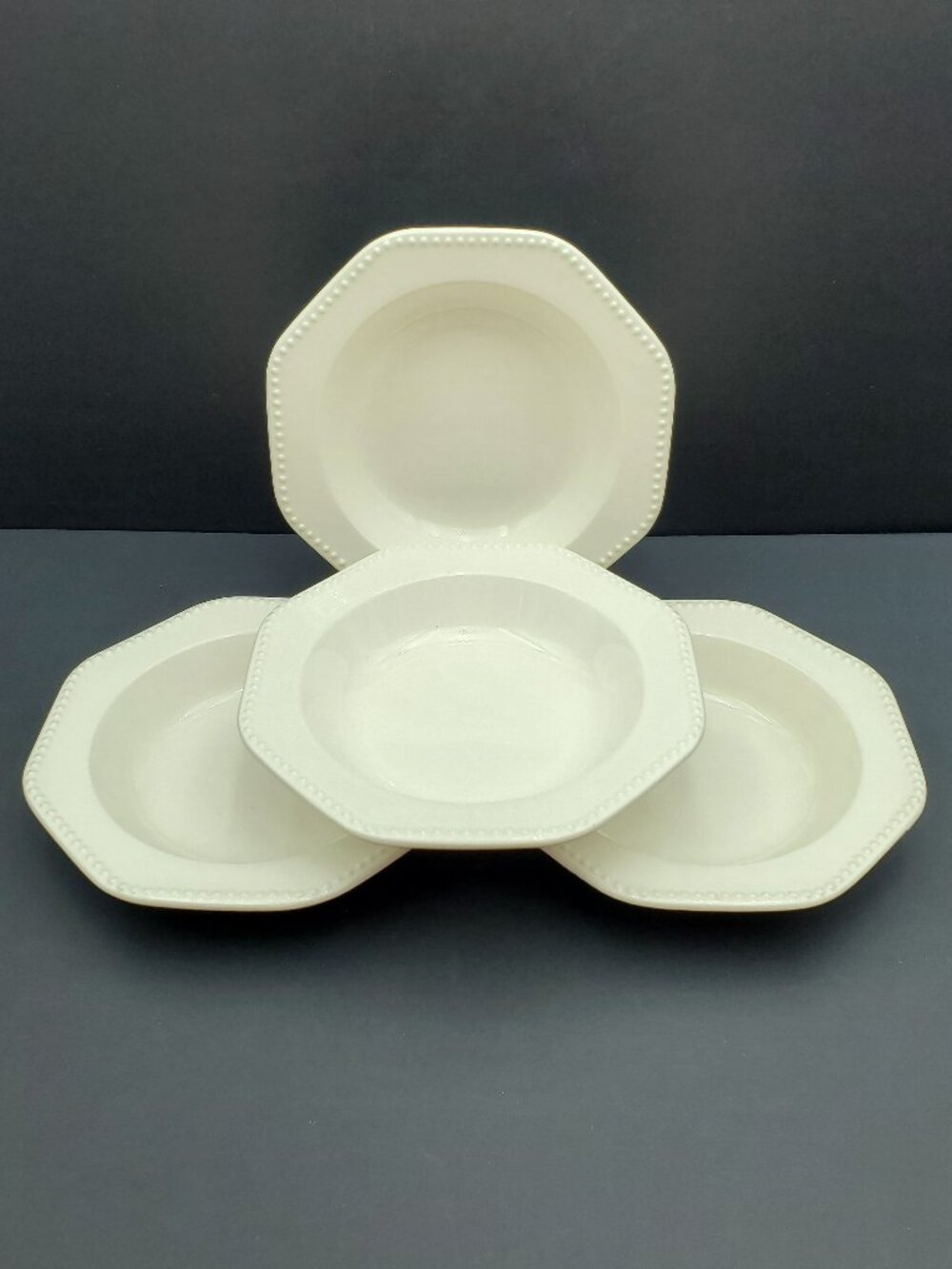 Sears Octagon White Rim Soup Bowls Octagon White 4569 Beaded Soup Bowls